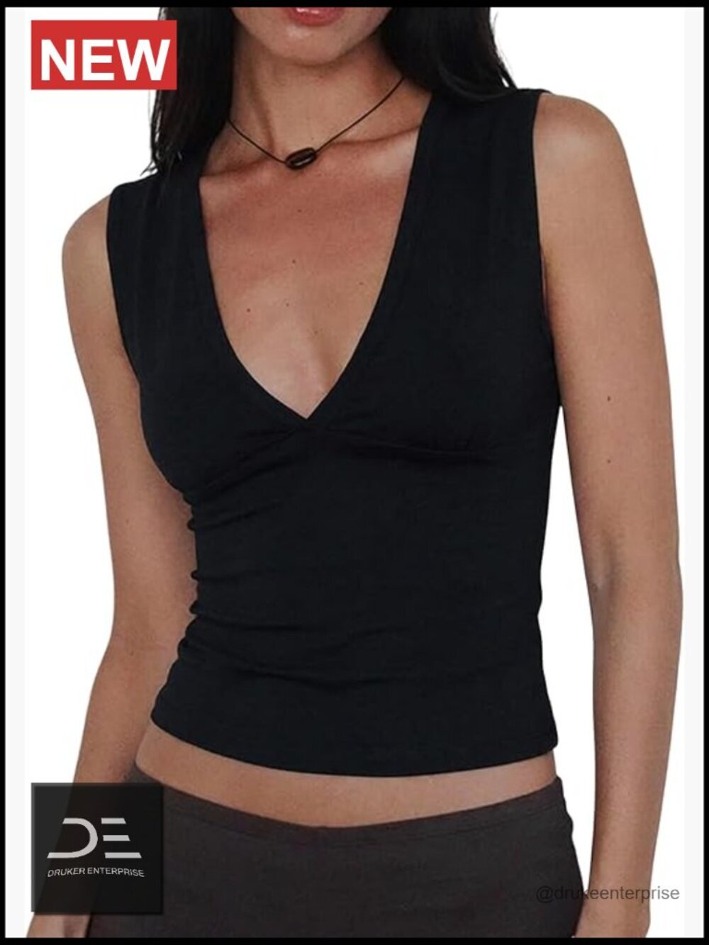 Women Deep V Neck Sleeveless Crop Top Stretchy Going Out Tank Top Summer Clothes